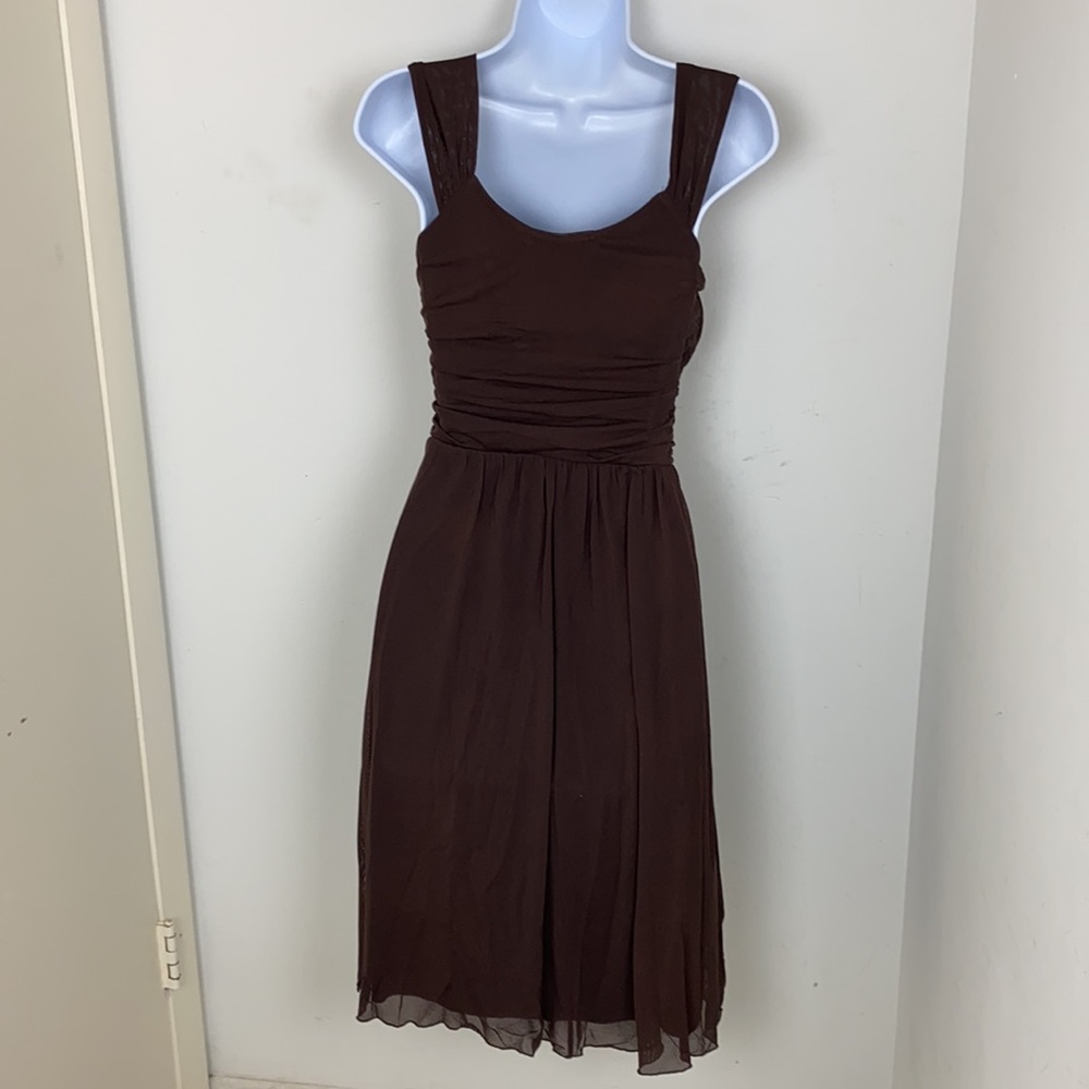 Vintage 90s Y2K brown nylon mesh  Slip dress - Picture 3 of 13